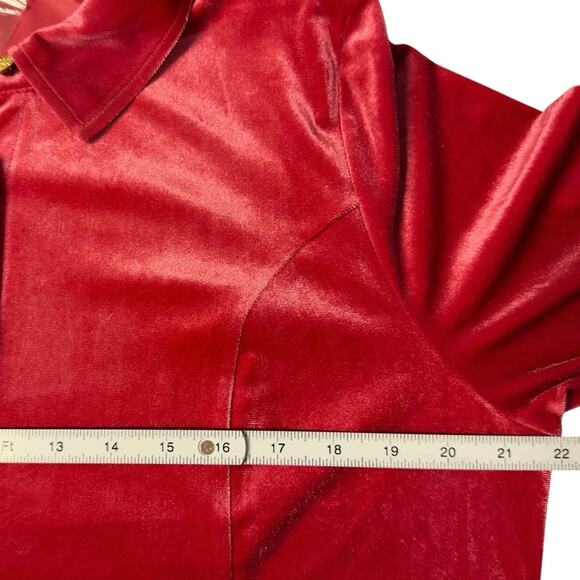 Soft Surroundings Women’s XL Enchanted Velvet Shirt Sangria Red Gold Buttons - Picture 8 of 13